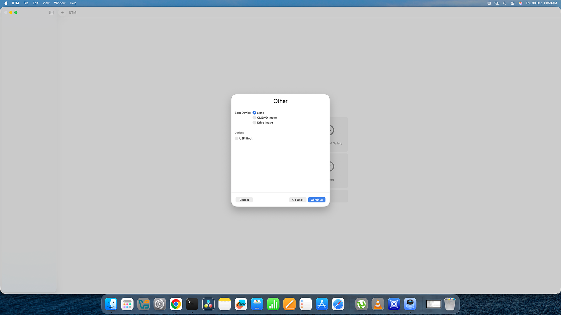 UTM boot device configuration